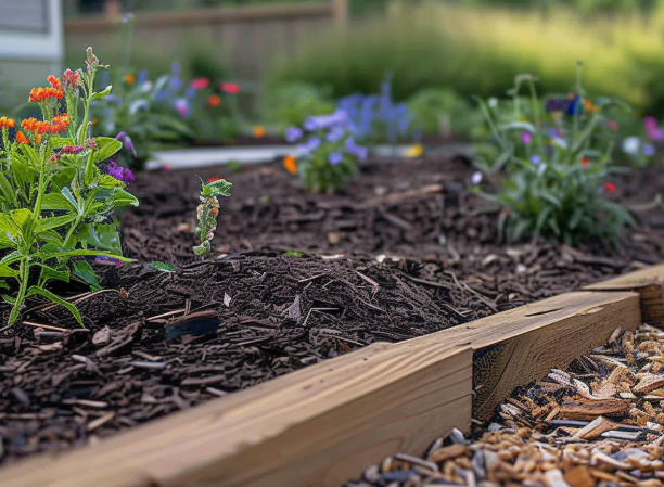 bed of mulch in garden