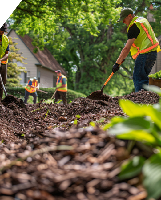 spreading mulch
